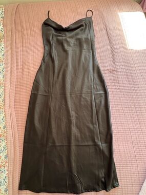 Petal & Pup Black Satin Slip Maxi Dress